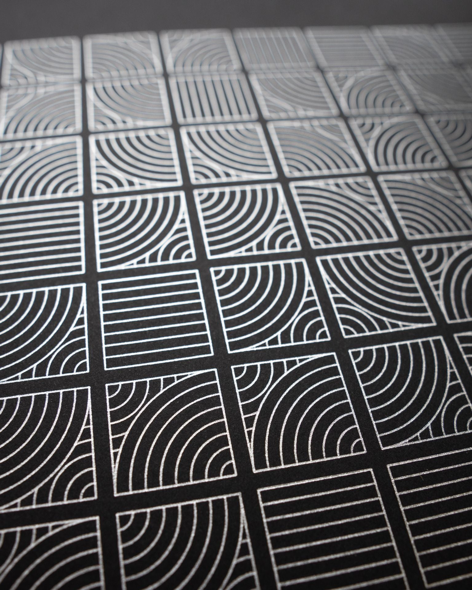 70s Pop Tiles, A3 64-up, silver on black