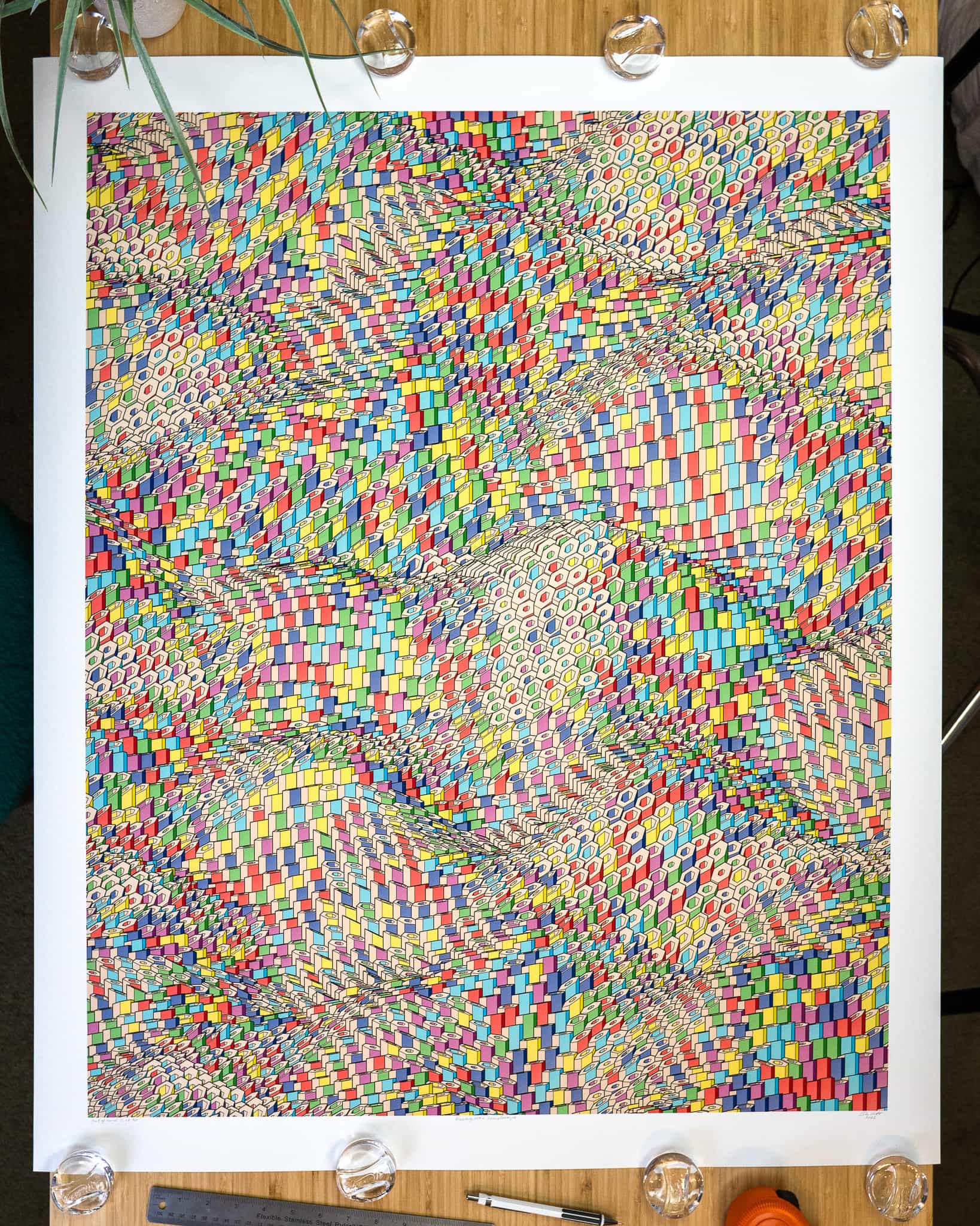 Hexagones Landscape - 32x40" fine art print, artist's proof, signed