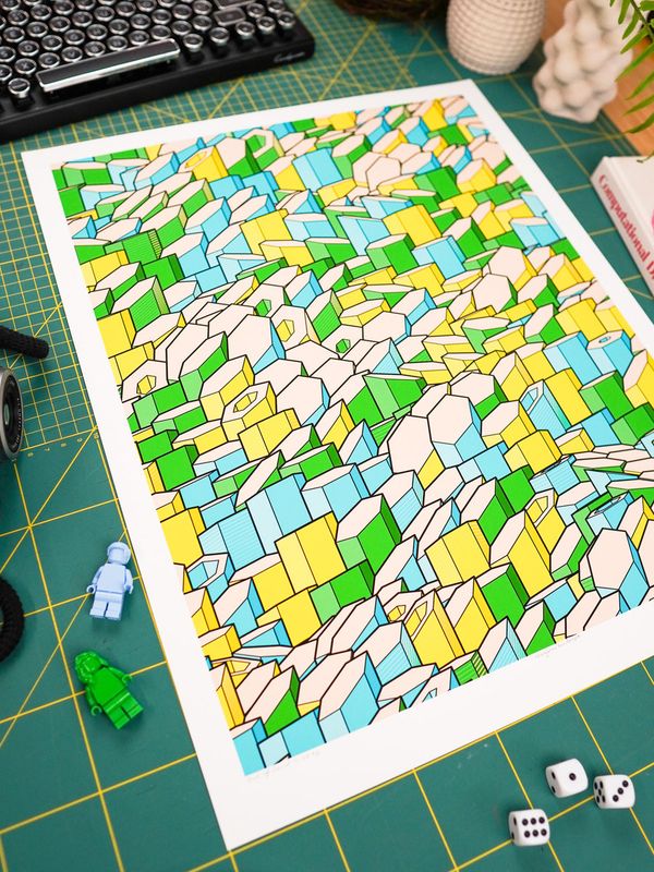 Hexagones Landscape Archive Print