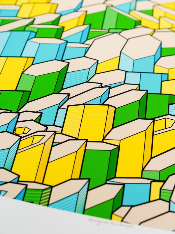 Hexagones Landscape Archive Print
