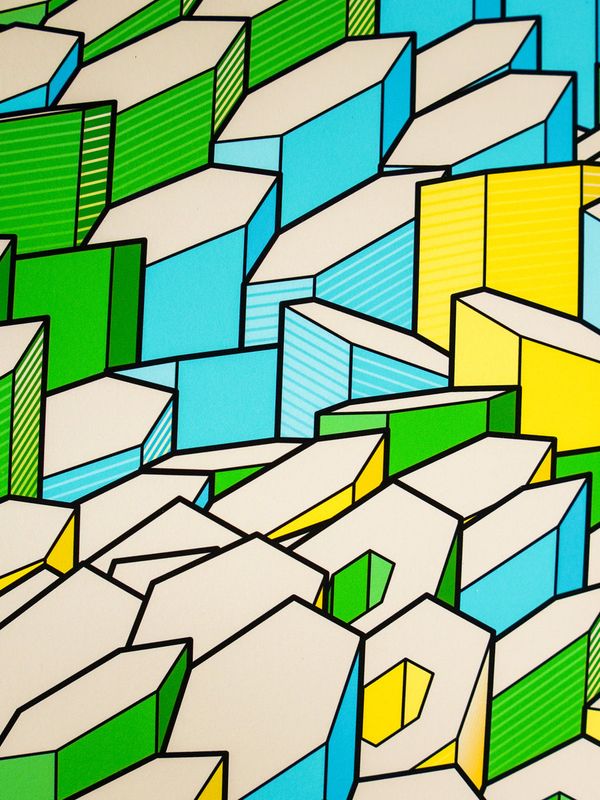 Hexagones Landscape Archive Print