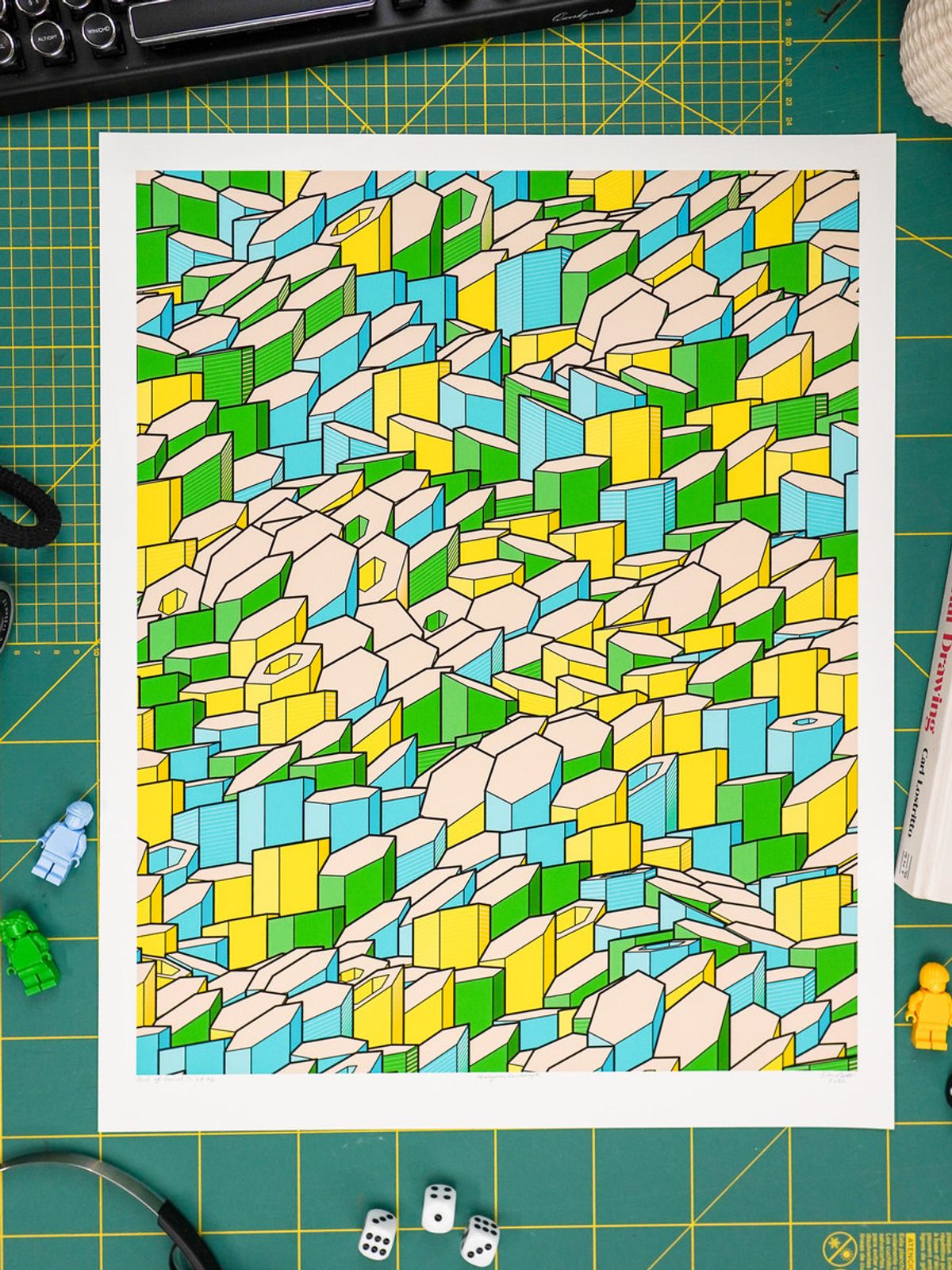 Hexagones Landscape Archive Print