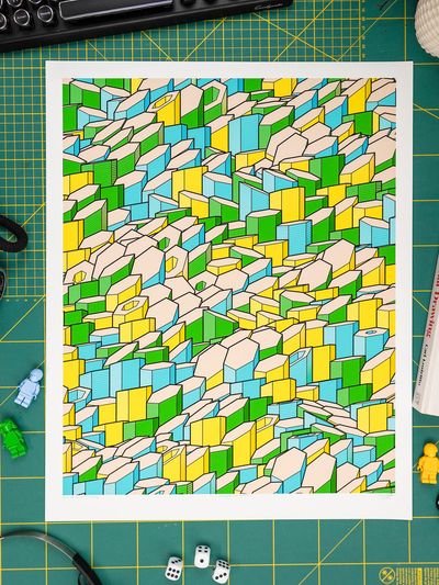 Hexagones Landscape Archive Print