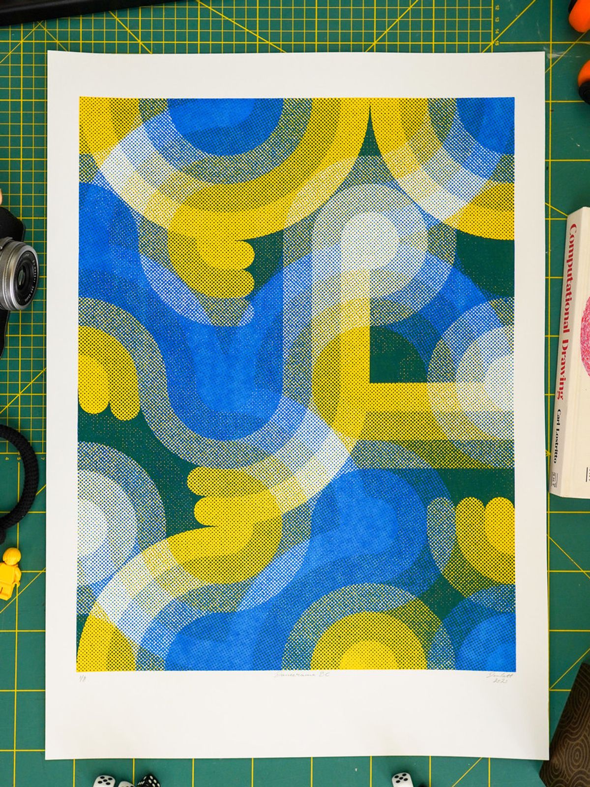80s Pop Dancerama Screenprint, Blue/Yellow